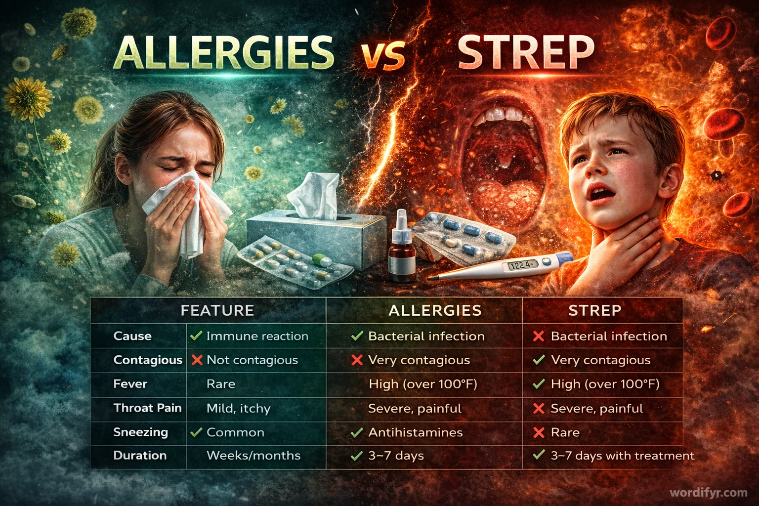 allergies or strep